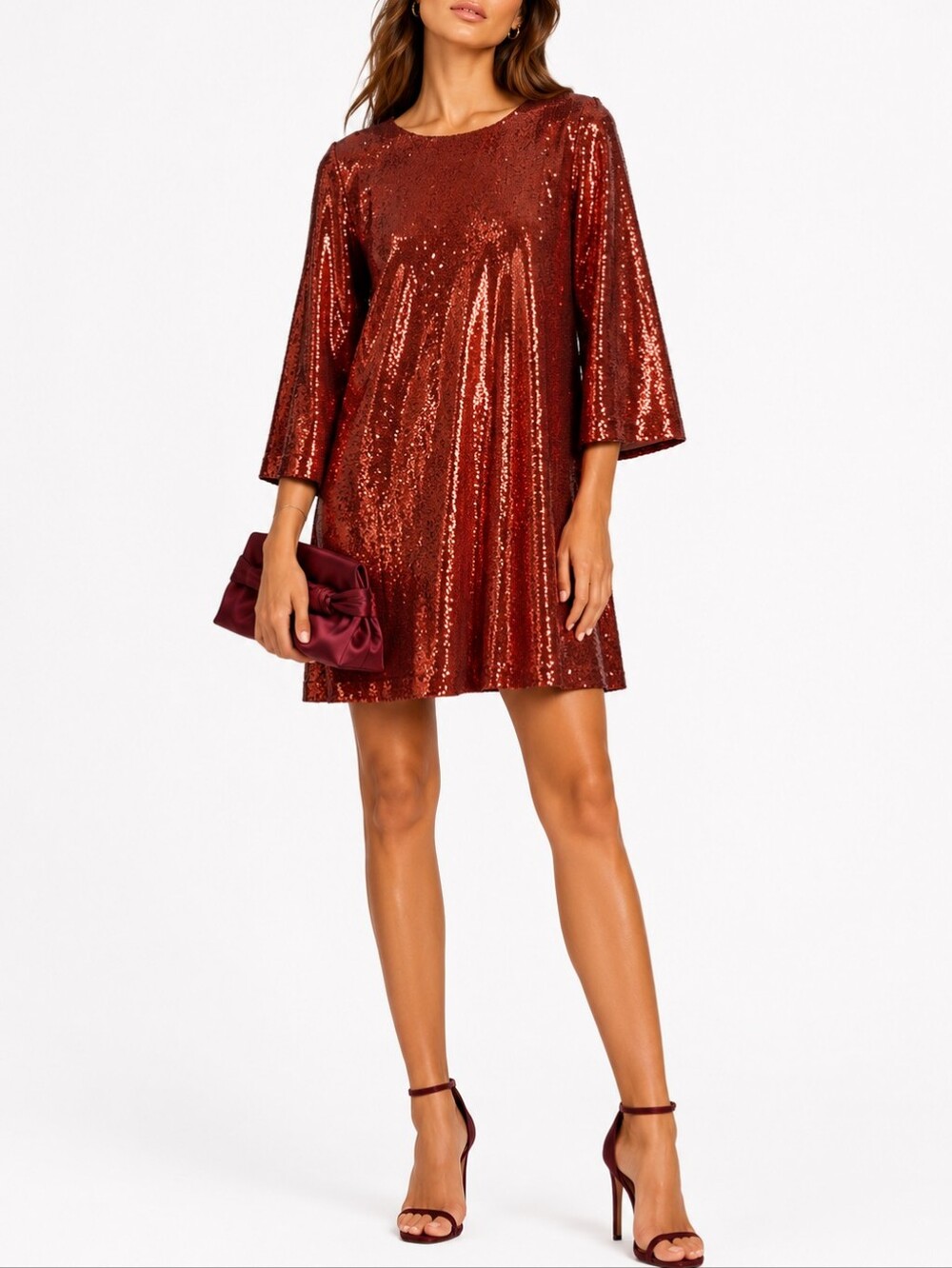 🆕️ NWOT MaxMara Sequin Embellished Mini Dress in Cinnamon